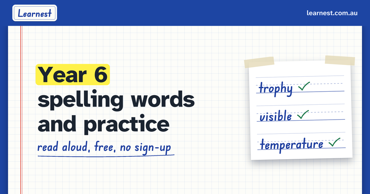 Year 6 spelling words and practice (NSW) | Learnest